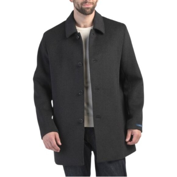 COLE HAAN Charcoal Wool And Cashmere Blend Car Coat - Picture 1 of 3